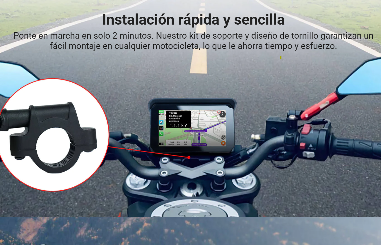 Bikeplay Pantalla para Motocicleta portátil GPS Pantalla